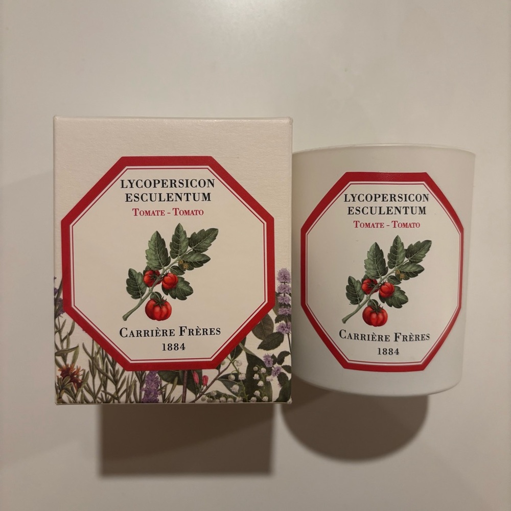 EMPTY Carriere Freres Bougie Tomato Candle Holder & Packaging box 185g 6.5oz